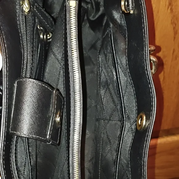 Michael Kors Black Tote with Gold Charm - Picture 4 of 5